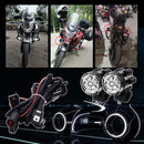 2 PCS DC 12V 4000LM 6000K 30W IP67 6 LED Lamp Beads Motorcycle Aluminum Alloy LED Headlight Lamps with Switch and Cable Hardness, Constantly Bright