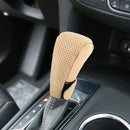 Universal Nonslip Breathable Genuine Leather Car Gear Shift Knob Cover(Beige)