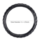 Universal Car Wave Texture Plating Leather Steering Wheel Cover, Diameter: 38cm (Black)