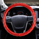 Universal Car Wave Texture Plating Leather Steering Wheel Cover, Diameter: 38cm (Red)