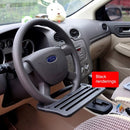 Vehicle Portable Desk Steering Wheel Multi-use Tray Stand Car Food Eating Table iPad Holder(Black)