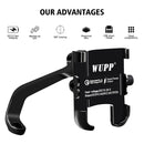 Motorcycle Waterproof QC 3.0 USB Port Fast Charger Adapter Aluminum Alloy Rearview Mirror Holder with Switch (Black)