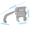 WUPP Motorcycle Waterproof QC 3.0 USB Port Fast Charger Adapter Aluminum Alloy Rearview Mirror Holder with Switch(Silver)