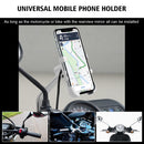 WUPP Motorcycle Waterproof QC 3.0 USB Port Fast Charger Adapter Aluminum Alloy Rearview Mirror Holder with Switch(Silver)
