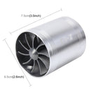 F1-Z Car Stainless Universal Supercharger Dual Double Turbine Air Intake Fuel Saver Turbo Turboing Charger Fan Set kit(Silver)
