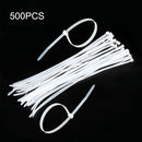 500 PCS 5mm*250mm Nylon Cable Ties(White)
