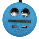 D-24 Crocodile Texture Car Cup Charger 2.1A/1A Dual USB Ports Car 12V-24V Charger with 2-Socket Cigarette and Card Socket