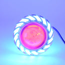 Motorcycle 30W DC 12V-85V LED Headlight with Whirlwind Angle Eyes Double Light Lens Built-in Devil Eye(Blue Light)