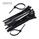 250 PCS 8mm*200mm Nylon Cable Ties(Black)