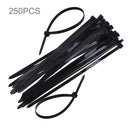 250 PCS 8mm*300mm Nylon Cable Ties(Black)