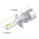 2 PCS H4 18W 1800 LM 6000K IP68 Canbus Constant Current Car LED Headlight with 2 COB Lamps, DC 9-36V(White Light)