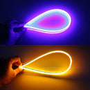 2 PCS 30cm DC12V 4.2W Ultra-thin Car Auto Double Colors Turn Lights / Running Lights, with LED SMD-2835 Lamp Beads (Turn Lights: Yellow Light; Running Lights: Blue Light)