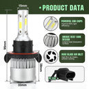 2 PCS S2 H13 / 9008 18W 6000K 1800LM IP65 2 COB LED Car Headlight Lamps, DC 9-30V(Cool White)