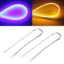 2 PCS 45cm DC12V 5W Ultra-thin Waterproof Car Auto Double Colors Turn Lights / Running Lights SMD-2835 LED Bulbs (Turn Lights: Yellow Light; Running Lights: Blue Light)