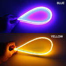 2 PCS 45cm DC12V 5W Ultra-thin Waterproof Car Auto Double Colors Turn Lights / Running Lights SMD-2835 LED Bulbs (Turn Lights: Yellow Light; Running Lights: Blue Light)