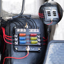 Independent Positive and Negative 1 in 6 Out 6 Way Circuit Blade Fuse Box Fuse Holder Kits with LED Warning Indicator for Auto Car Truck Boat