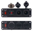 DC 12V 3 Position Switch Panel Circuit Breaker with Digital Voltmeter / Dual USB Power Charger Adapter / Cigarette Lighter Socket