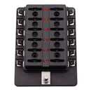 1 in 12 Out Fuse Box PC Terminal Block Fuse Holder Kits with LED Warning Indicator for Auto Car Truck Boat