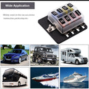 1 in 8 Out Fuse Box PC Terminal Block Fuse Holder Kits with LED Warning Indicator for Auto Car Truck Boat