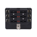 1 in 6 Out Fuse Box PC Terminal Block Fuse Holder Kits with LED Warning Indicator for Auto Car Truck Boat