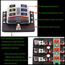 1 in 6 Out Fuse Box PC Terminal Block Fuse Holder Kits with LED Warning Indicator for Auto Car Truck Boat