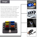 1 in 6 Out Fuse Box PC Terminal Block Fuse Holder Kits with LED Warning Indicator for Auto Car Truck Boat