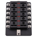 1 in 12 Out Fuse Box Screw Terminal Section Fuse Holder Kits with LED Warning Indicator for Auto Car Truck Boat