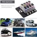 1 in 8 Out Fuse Box Screw Terminal Section Fuse Holder Kits with LED Warning Indicator for Auto Car Truck Boat
