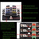 1 in 6 Out 6 Way Circuit Fuse Box Screw Terminal Section Fuse Holder Kits with LED Warning Indicator for Auto Car Truck Boat