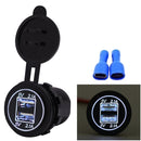 Universal Car Charger 2 Port Power Socket Power Dual USB Charger 5V 4.2A IP66 with Aperture (White Light)