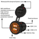 Universal Car Charger 2 Port Power Socket Power Dual USB Charger 5V 4.2A IP66 with Aperture (Orange Light)