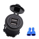 Universal Car Charger 2 Port Power Socket Power Dual USB Charger 5V 4.2A IP66 with Aperture (Red Light)