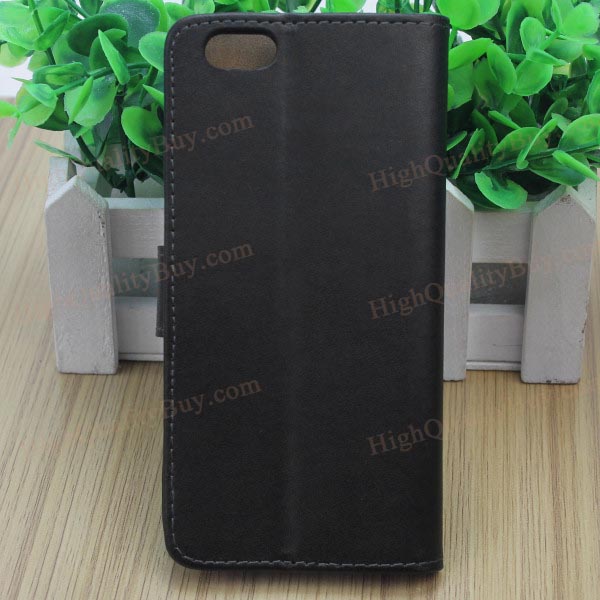 1Pcs Plastic iPhone6 4.7 inch Black Flip PU Leather Phone Case