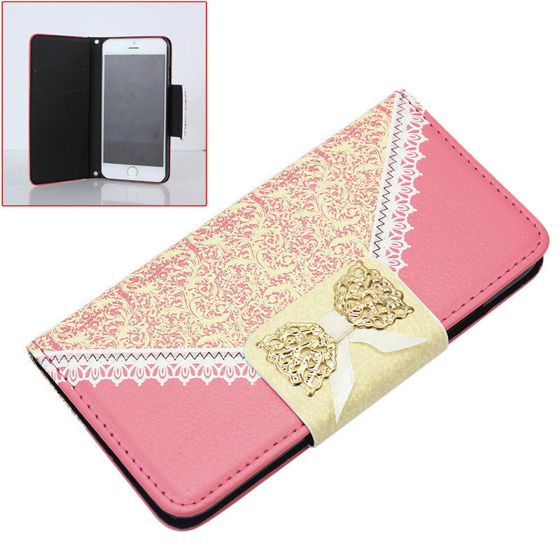 1x Iphone6 rose red artificial leather bow magnetic buckle mobile phone holster