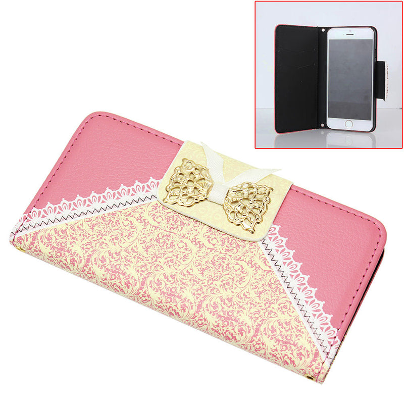 1x Iphone6 rose red artificial leather bow magnetic buckle mobile phone holster