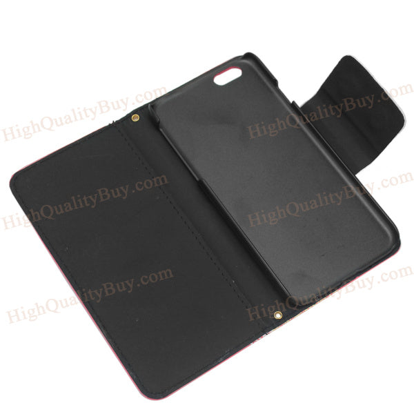 1x Iphone6 rose red artificial leather bow magnetic buckle mobile phone holster
