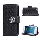 Diamond Plaid Leather Flip Stand Case Card Cover Fit For iPhone5 5S Mobile Phone