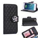 Diamond Plaid Leather Flip Stand Case Card Cover Fit For iPhone5 5S Mobile Phone