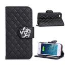Diamond Plaid Leather Flip Stand Case Card Cover Fit For iPhone5 5S Mobile Phone