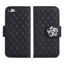 Diamond Plaid Leather Flip Stand Case Card Cover Fit For iPhone5 5S Mobile Phone