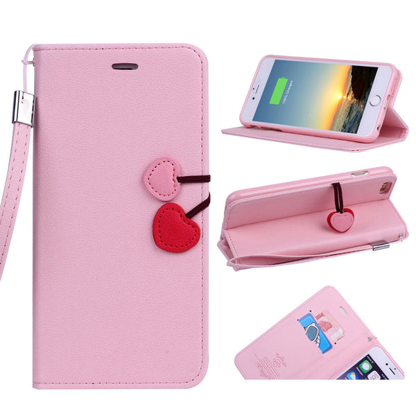 1x Cute Pink Silicone Phone Case With Lanyard For iphone6 Plus 5.5"  Soft Cover