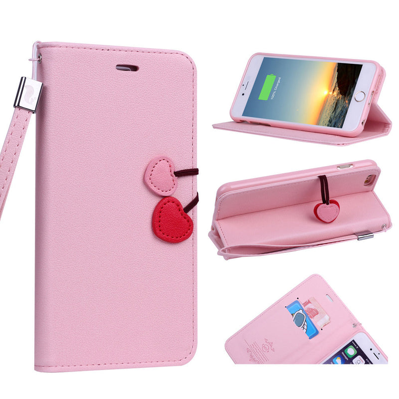 1x Cute Pink Silicone Phone Case With Lanyard For iphone6 Plus 5.5"  Soft Cover