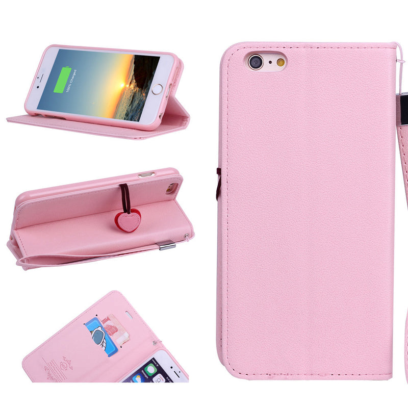1x Cute Pink Silicone Phone Case With Lanyard For iphone6 Plus 5.5"  Soft Cover