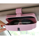 Car Multi-functional Glasses Case Sunglasses Box with Card Slot, Flat Style (Pink)