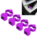 4 PCS Heart-shaped Gas Cap Mouthpiece Cover Tire Cap Car Tire Valve Caps (Purple)
