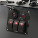 Multi-functional Combination Switch Panel 12V / 24V 3 Way Switches + Dual USB Charger for Car RV Marine Boat (Blue Light)