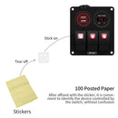 Multi-functional Combination Switch Panel 12V / 24V 3 Way Switches + Dual USB Charger for Car RV Marine Boat (Red Light)