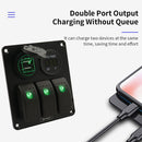 Multi-functional Combination Switch Panel 12V / 24V 3 Way Switches + Dual USB Charger for Car RV Marine Boat (Red Light)