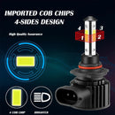 F8 9005 2 PCS 22W 3000LM 6000K Four Side DOB LED Headlight Fog Light Bulbs High Beam Conversion Kit DC 9-32V