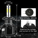 F8 H7 2 PCS 22W 3000LM 6000K Four Side DOB LED Headlight Fog Light Bulbs High Beam Conversion Kit DC 9-32V